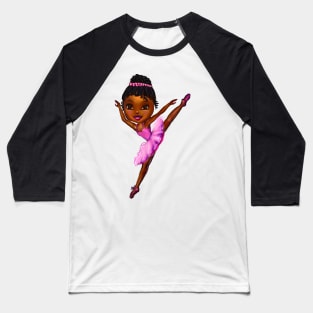 Black ballerina girl with cane rows ! beautiful  black girl with Afro hair and dark brown skin wearing a pink tutu.Hair love ! Baseball T-Shirt